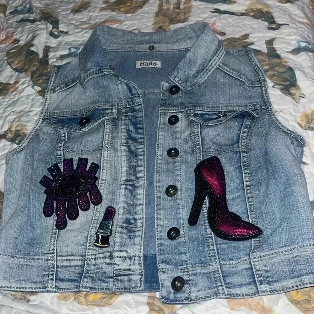 Women’s Vintage Y2K MUDD Sequin accent “90’s” denim vest - M - Perfect condition